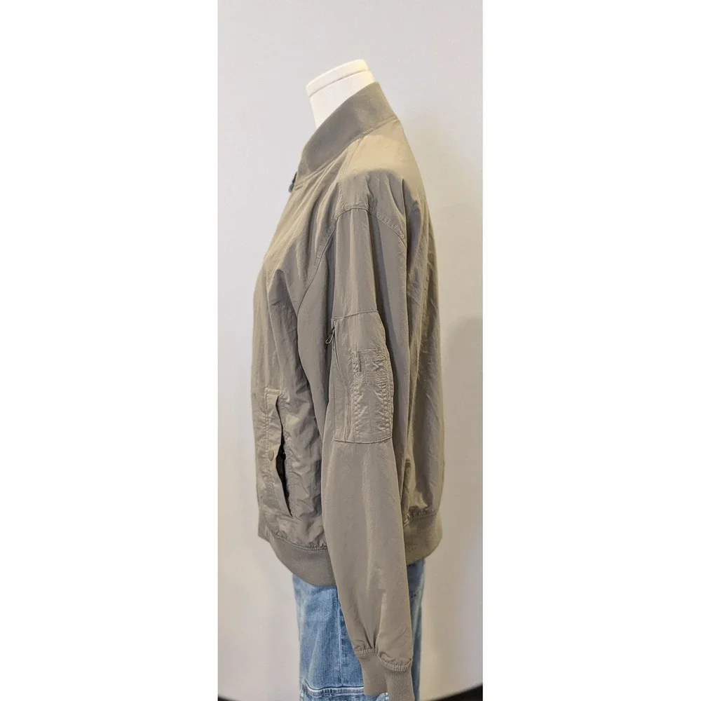 Banana Republic Men's Bomber Jacket Gray Full Zip Water Resistant Medium NWT